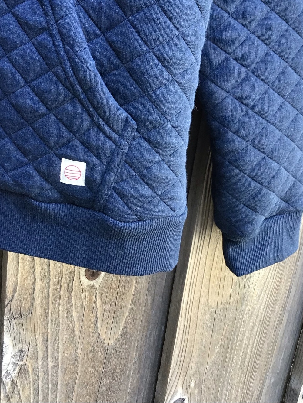 Marine Layer Quilted Zip Hoodie Mens Large Navy Blue Diamond Stitch Casual - Picture 3 of 6